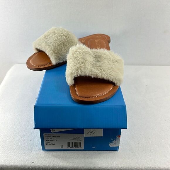 Jack Rogers Faux Fur Sabrina Slide Sandal Natural size 6.5 - Picture 1 of 7